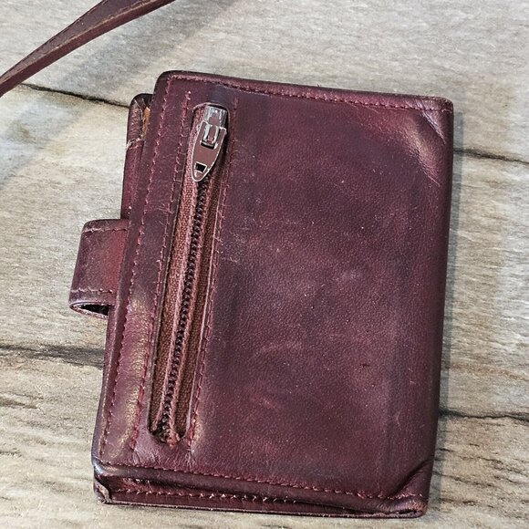 Vintage 80s Oxblood Leather Saddle Bag Purse W Wallet‎ Half Moon Brazil Boho - Picture 16 of 16